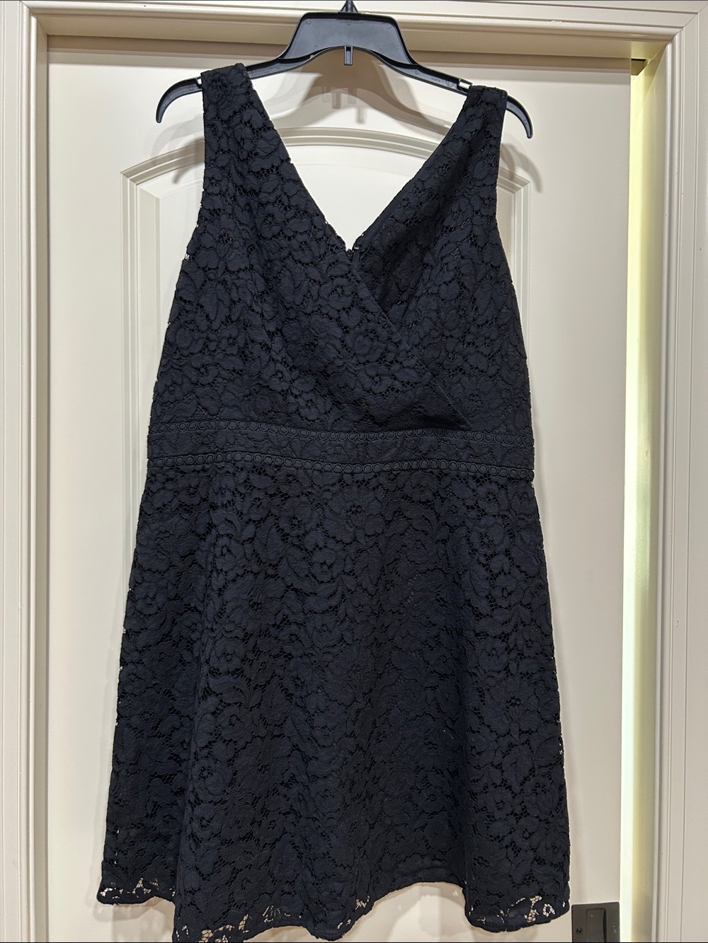 LOFT Black Lace V-Neck Mini Dress
